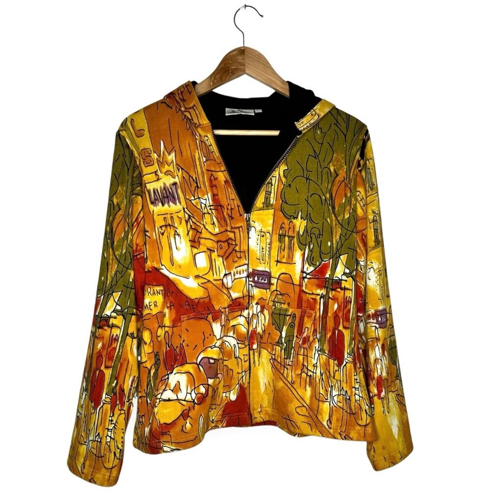 Michael Leu Vintage Graphic Zip Up Hoodie Sweatshirt L